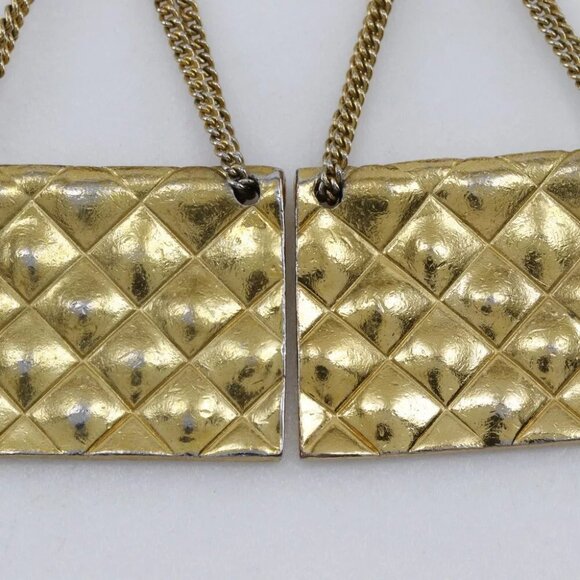 CHANEL Matelasse bag motif Earring COCO Mark vintage Plated Gold 37.8g Women - Picture 11 of 11